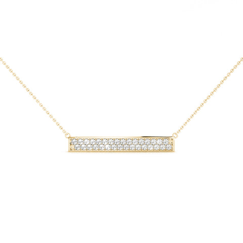 Yellow gold Pavé Round Diamond Bar Necklace