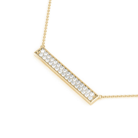 Yellow gold Pavé Round Diamond Bar Necklace