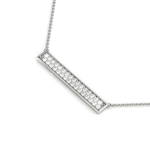 White gold Pavé Round Diamond Bar Necklace