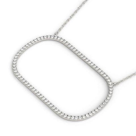 White gold Oval Diamond Pavé Prong Pendant