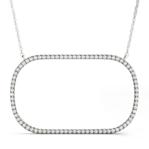White gold Oval Diamond Pavé Prong Pendant