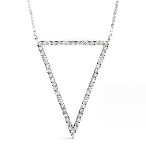 White gold Round Diamond Pavé Triangle Pendant