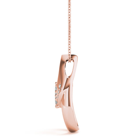 Rose gold Round Cluster Diamond Prong-Set Teardrop Pendant