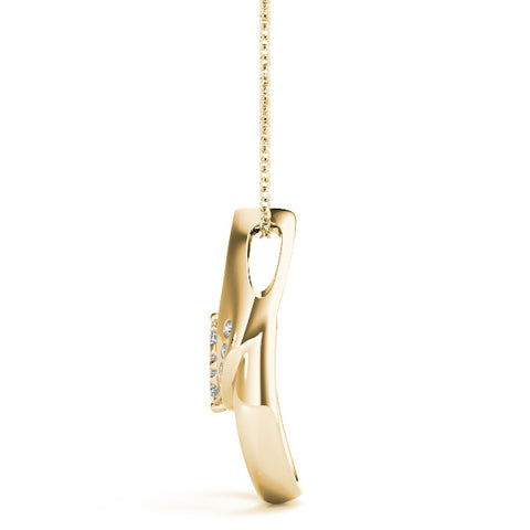 Yellow gold Round Cluster Diamond Prong-Set Teardrop Pendant