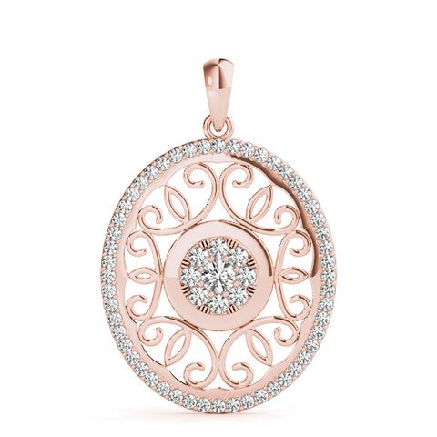 Rose gold Round Halo Filigree Pendant with Pavé Setting