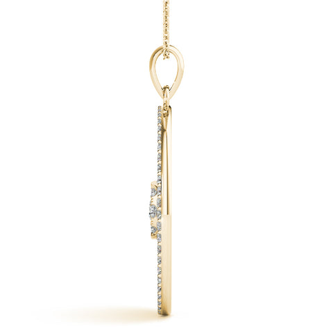 Yellow gold Round Halo Filigree Pendant with Pavé Setting