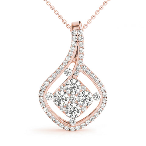 Rose gold Pavé Cushion Diamond Cluster Pendant