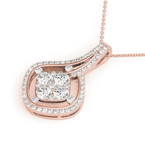 Rose gold Pavé Cushion Diamond Cluster Pendant