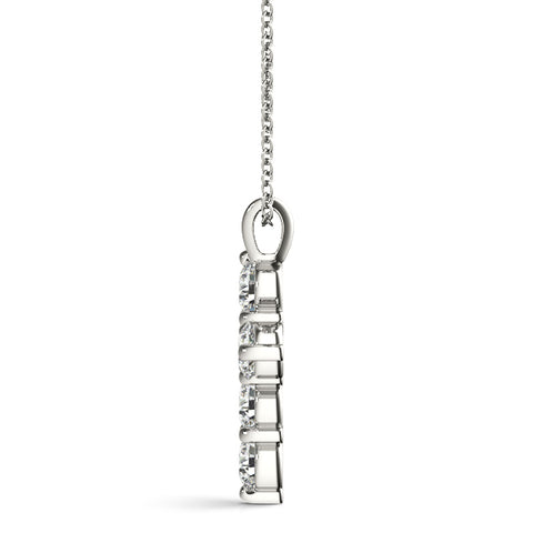 White gold Round Diamond Prong Set Cross Pendant
