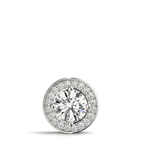 White gold Halo Round Diamond Four-Prong Pendant