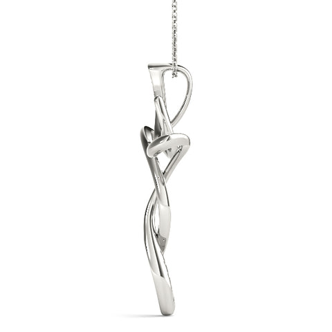 White gold Pavé Round Diamond Twist Cross Pendant