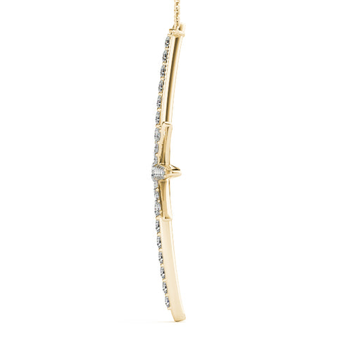 Yellow gold Pavé Round Diamond Starburst Pendant with Prong Setting