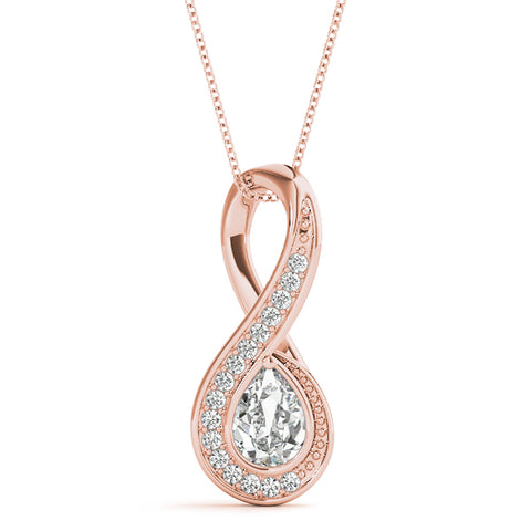 Rose gold Pavé Pear Prong Pendant