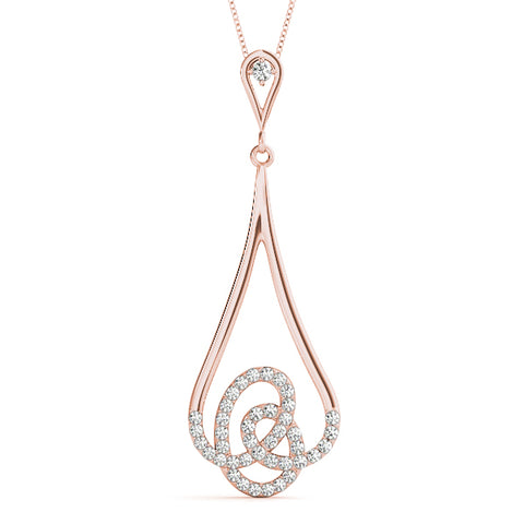 Rose gold Teardrop Diamond Pavé Pendant with Round Brilliant Cut