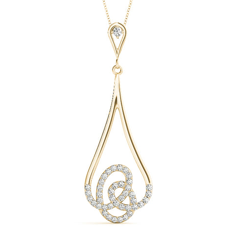 Yellow gold Teardrop Diamond Pavé Pendant with Round Brilliant Cut