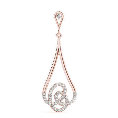 Rose gold Teardrop Diamond Pavé Pendant with Round Brilliant Cut