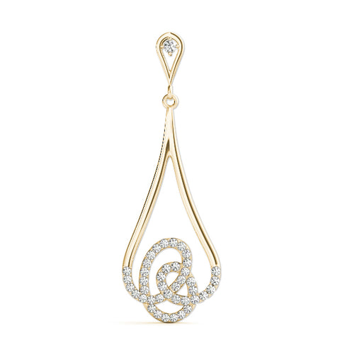 Yellow gold Teardrop Diamond Pavé Pendant with Round Brilliant Cut