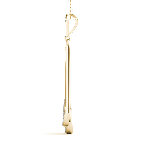 Yellow gold Teardrop Diamond Pavé Pendant with Round Brilliant Cut
