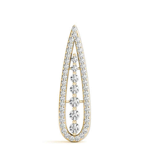 Yellow gold Teardrop Pavé Round Diamond Prong Pendant
