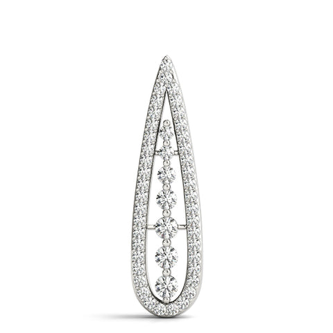 White gold Teardrop Pavé Round Diamond Prong Pendant