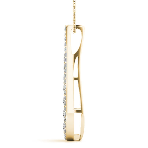 Yellow gold Teardrop Pavé Round Diamond Prong Pendant
