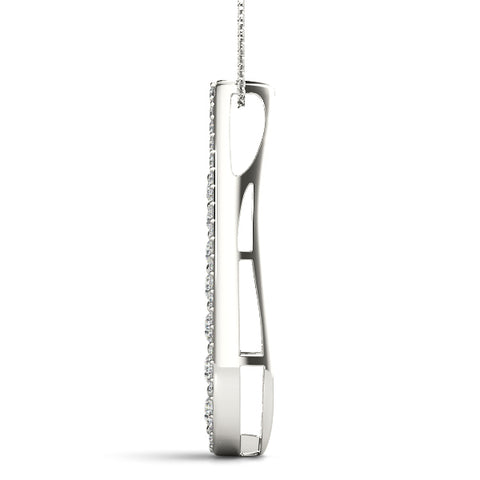 White gold Teardrop Pavé Round Diamond Prong Pendant