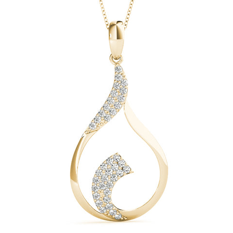 Yellow gold Pavé Round Diamond Twist Pendant