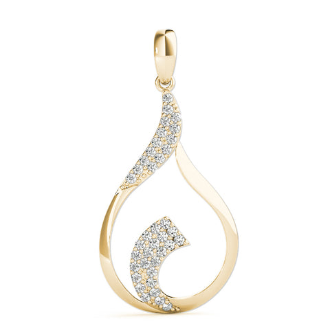 Yellow gold Pavé Round Diamond Twist Pendant