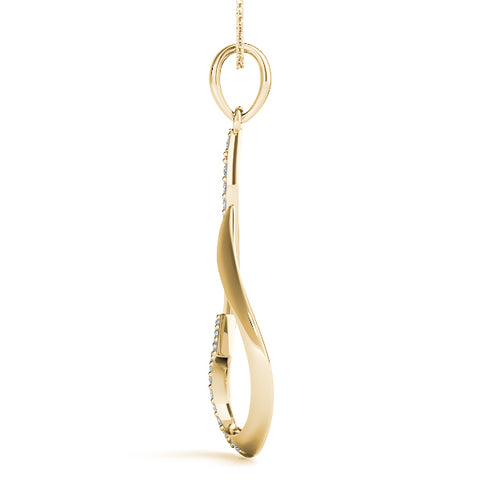 Yellow gold Pavé Round Diamond Twist Pendant