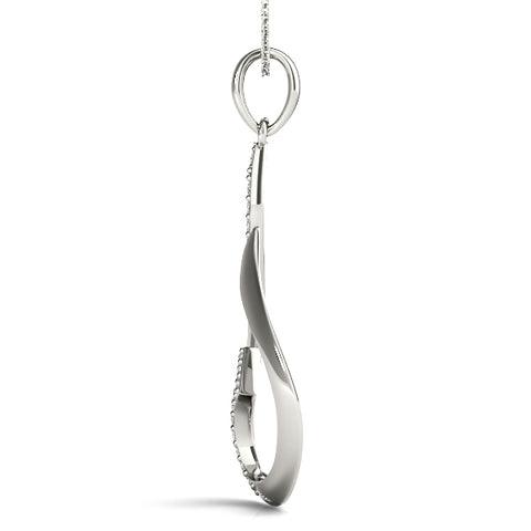 White gold Pavé Round Diamond Twist Pendant