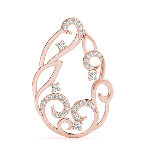 Rose gold Pavé Diamond Round Pendant with Four-Prong Setting