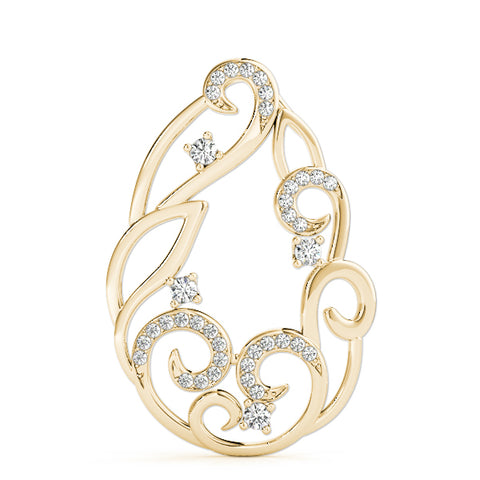 Yellow gold Pavé Diamond Round Pendant with Four-Prong Setting