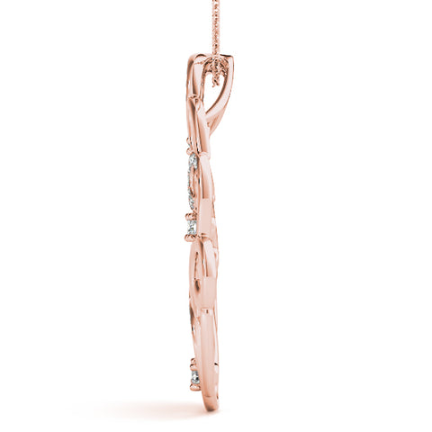 Rose gold Pavé Diamond Round Pendant with Four-Prong Setting