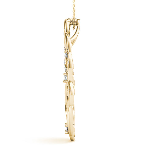 Yellow gold Pavé Diamond Round Pendant with Four-Prong Setting