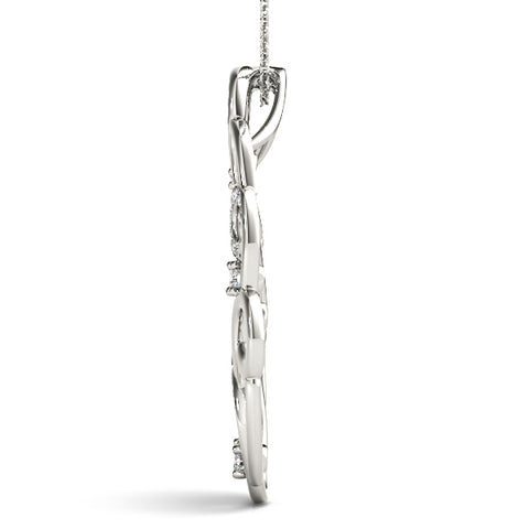 White gold Pavé Diamond Round Pendant with Four-Prong Setting