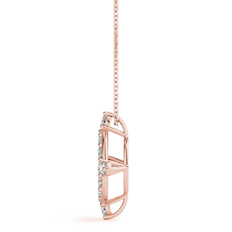 Rose gold Round Diamond Halo Pendant with Four-Prong Setting