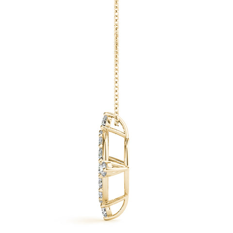 Yellow gold Round Diamond Halo Pendant with Four-Prong Setting