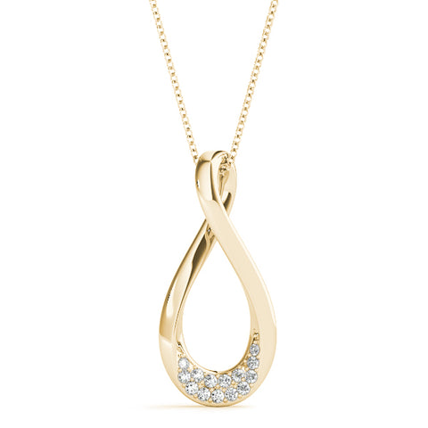 Yellow gold Pavé Round Diamond Teardrop Pendant