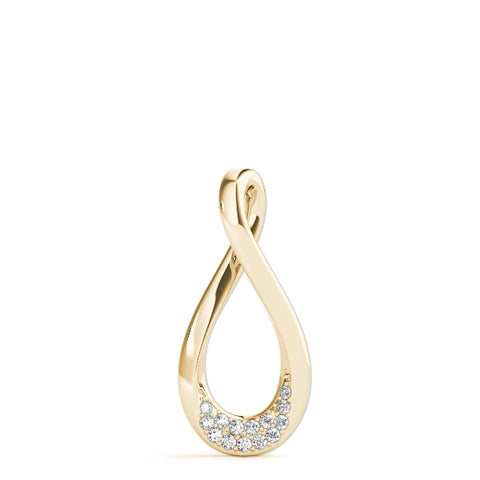 Yellow gold Pavé Round Diamond Teardrop Pendant