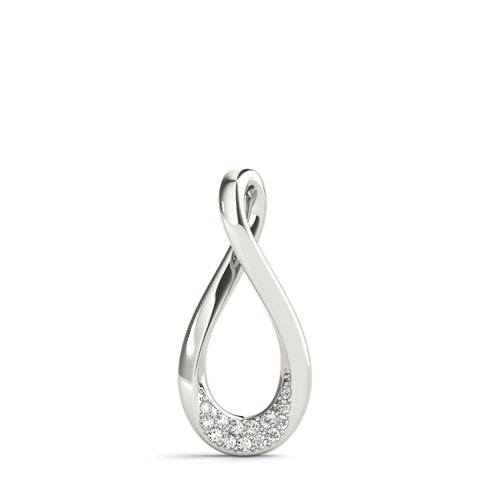White gold Pavé Round Diamond Teardrop Pendant