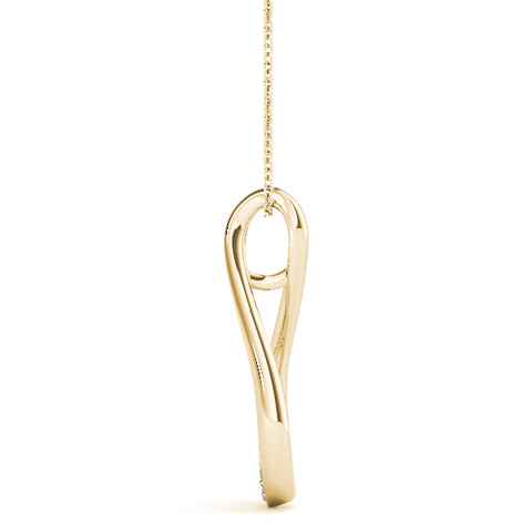 Yellow gold Pavé Round Diamond Teardrop Pendant
