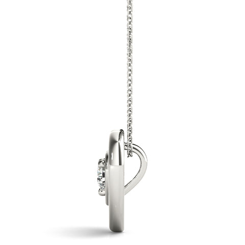 White gold Heart Prong Round Diamond Pendant