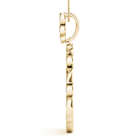 Yellow gold Round and Marquise Cut Diamond Milgrain Halo Pendant