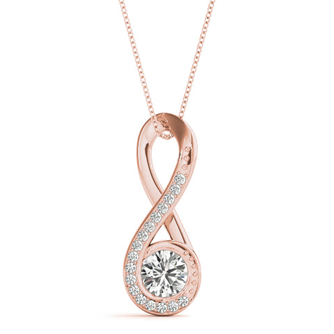 Rose gold Infinity Pavé Round Diamond Bezel Pendant