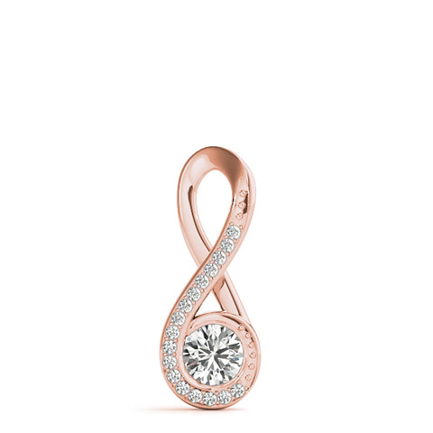 Rose gold Infinity Pavé Round Diamond Bezel Pendant