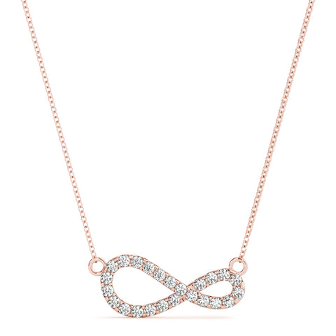 Rose gold Pavé Round Diamond Infinity Pendant with Prong Setting