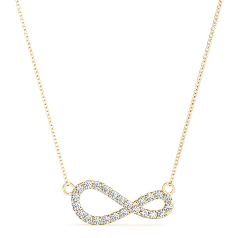 Yellow gold Pavé Round Diamond Infinity Pendant with Prong Setting