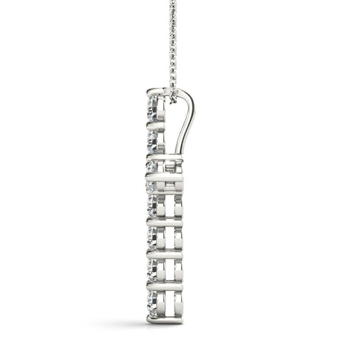 White gold Round Diamond Prong-Set Cross Pendant