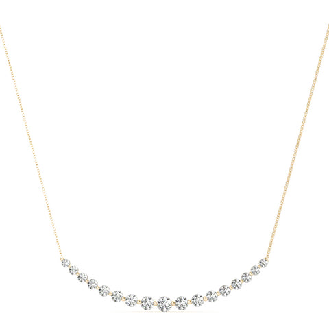 Yellow gold Round Diamond V-Prong Bar Pendant