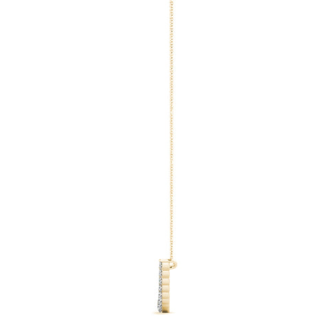 Yellow gold Round Diamond V-Prong Bar Pendant